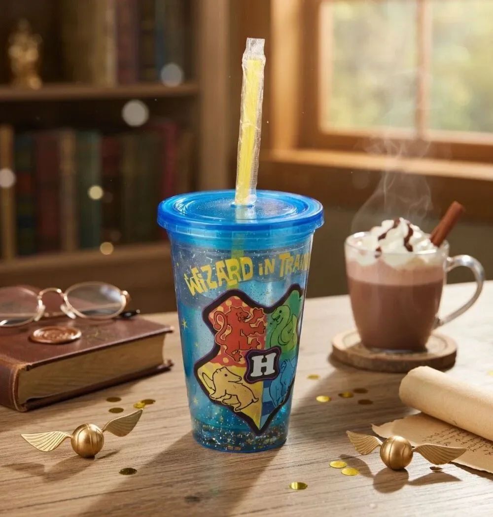 Harry Potter 14oz Plastic Wizard In Training Snow Globe Tumbler - New